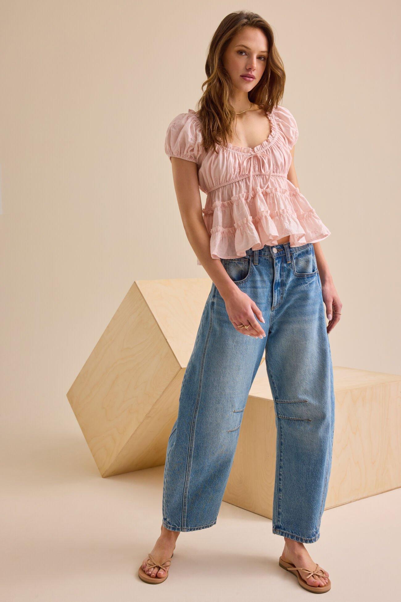 Tori Bow Embroidered Top Product Image