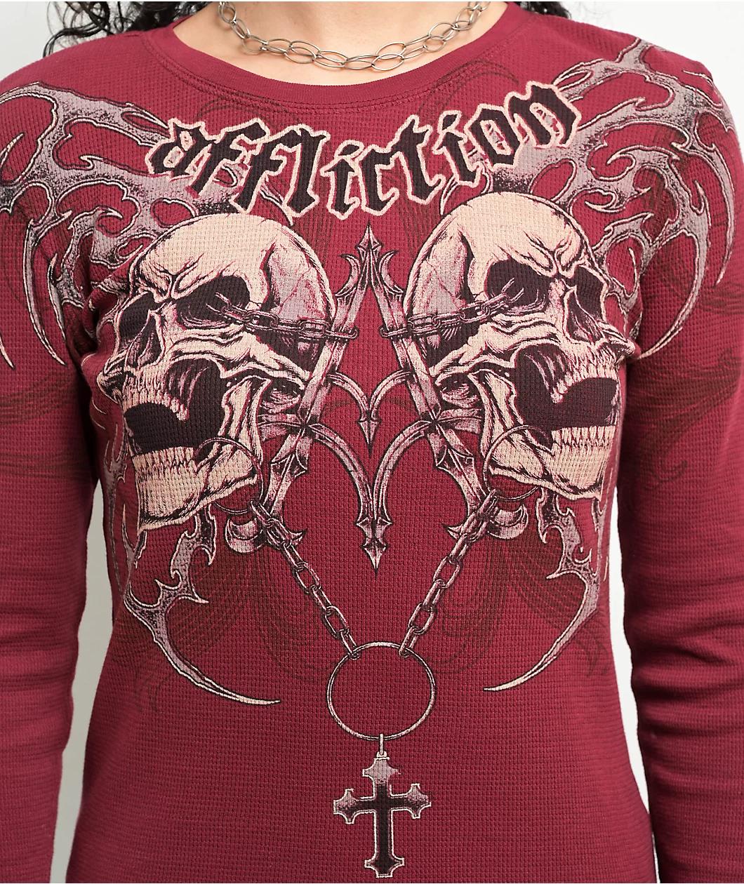 Affliction Shred Fest Red Thermal Long Sleeve T-Shirt Product Image