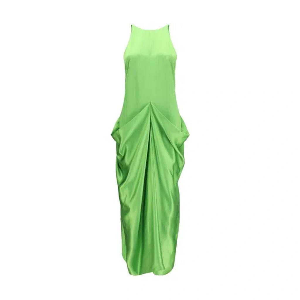 KHAITE Womens Absinthe Kent Draped Satin Maxi Dress In Green Product Image