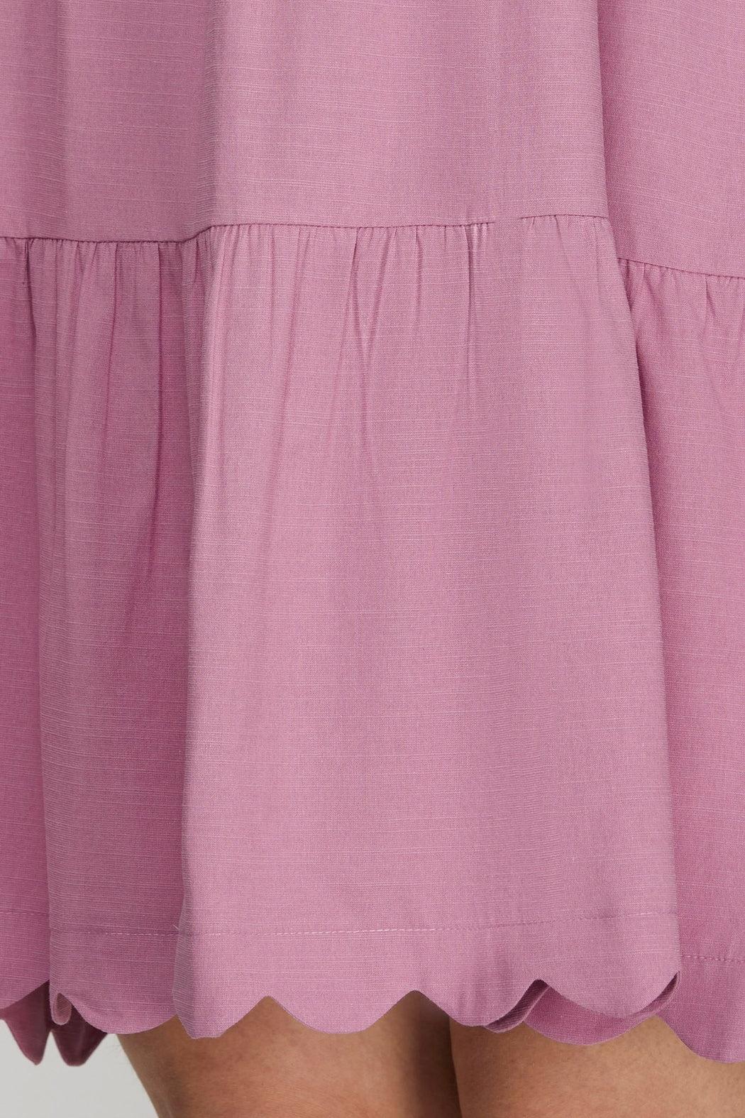 Short Sleeve Scallop Hem Mini Dress Product Image