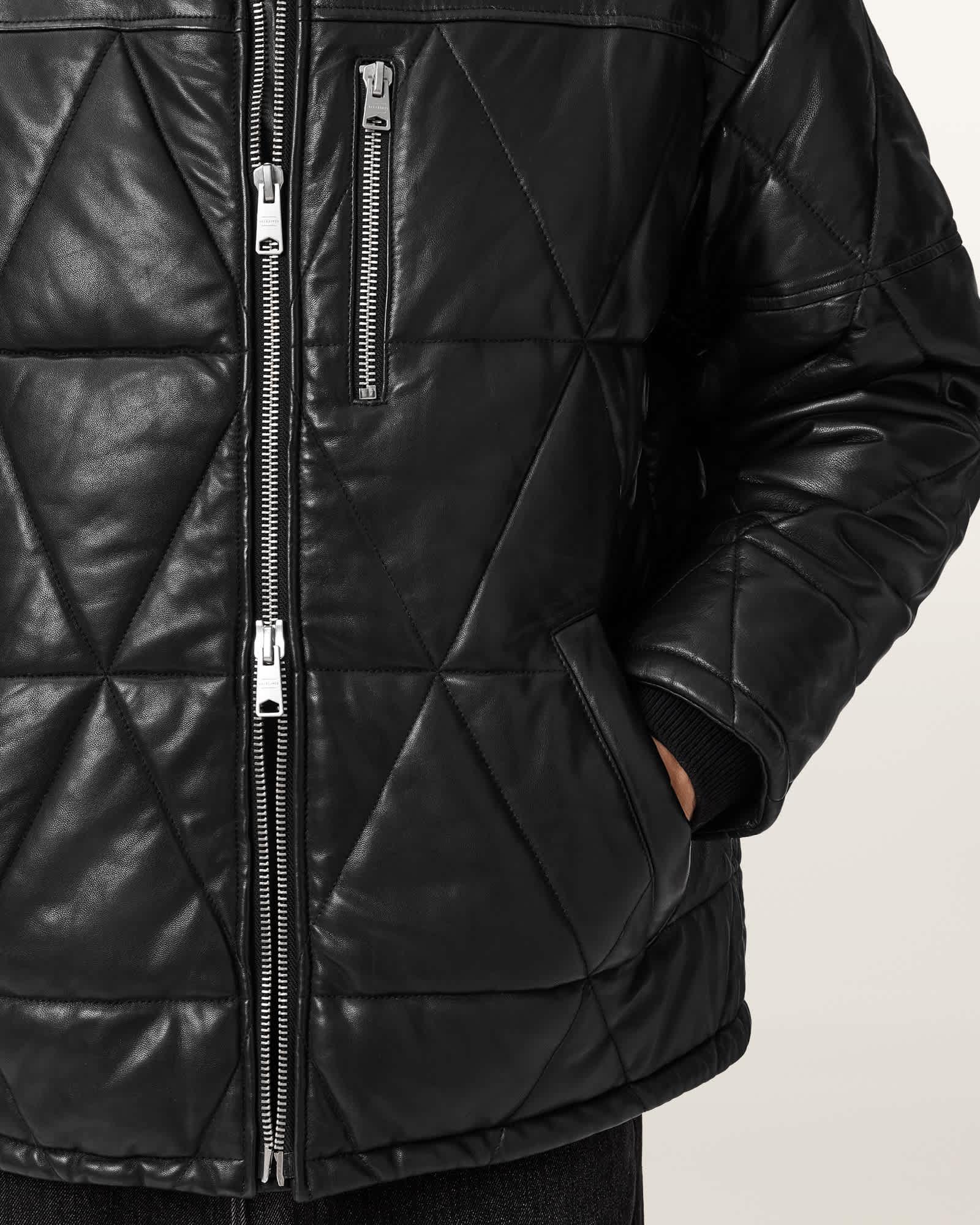 Brockwell Leather Puffer Jacket Black | ALLSAINTS US Product Image