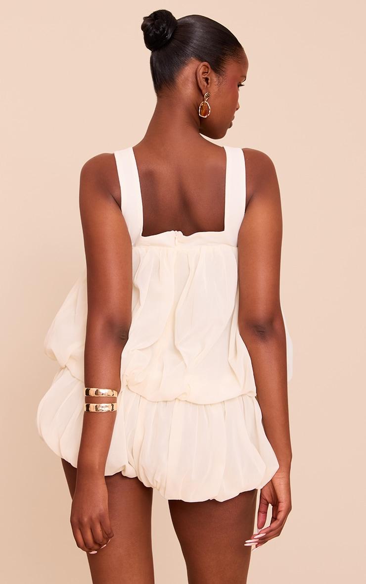 Cream Chiffon Layered Puffball Romper Product Image