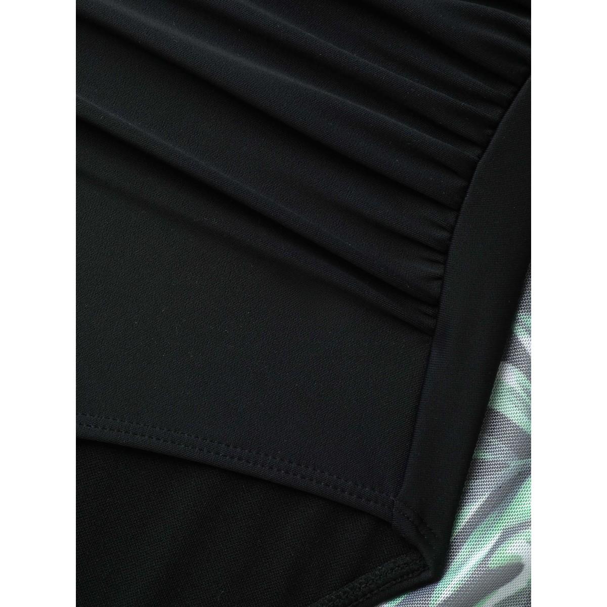 Plus Size Tropical Print Sheer Tied Swim Bottoms Women's Swimwear Truegreen Beach Drawstring High stretch Bodycon High Rise Curve Swim Bottoms BloomChic 18-20/2X Product Image