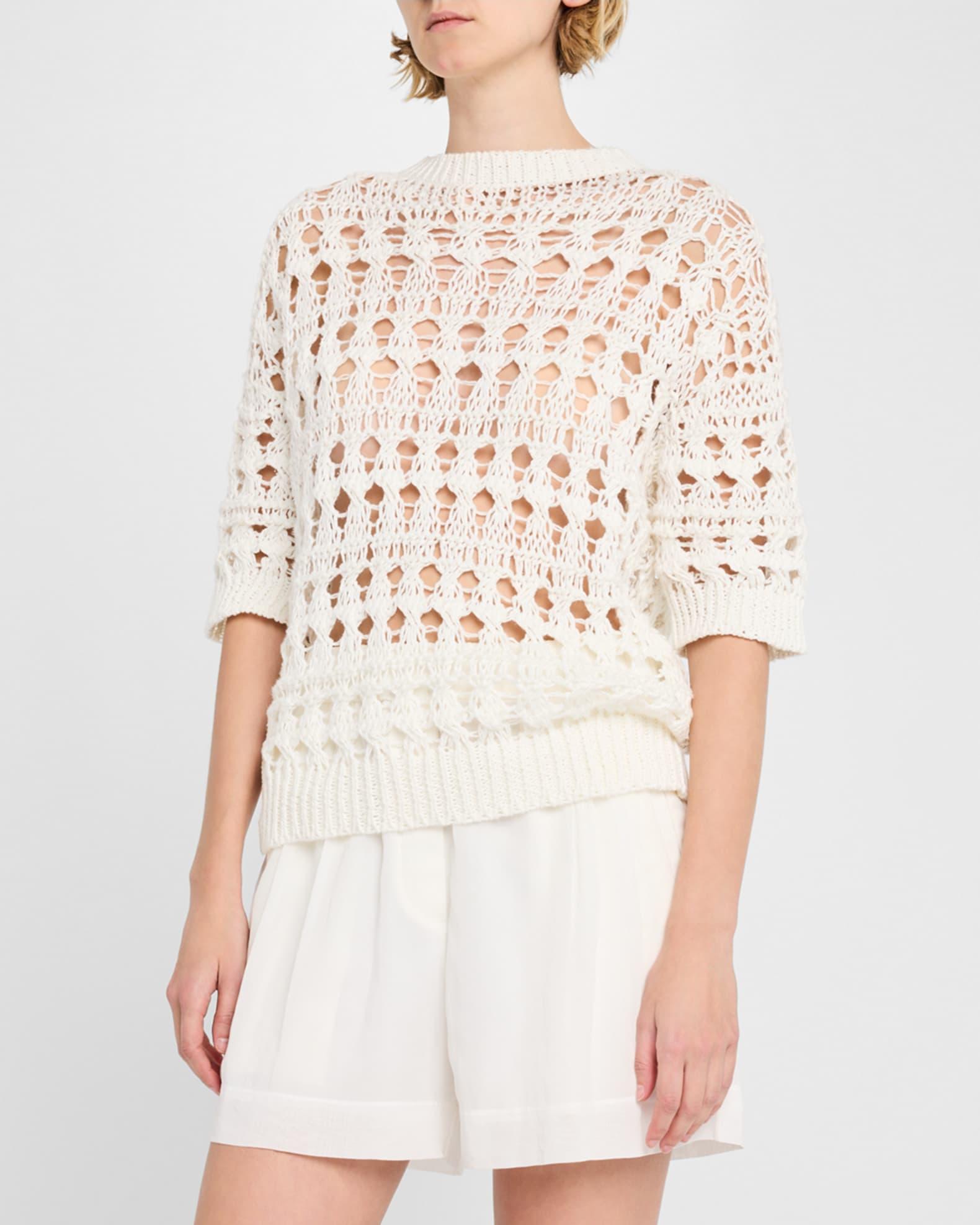 Openwork Knit Cotton Jute Top Product Image