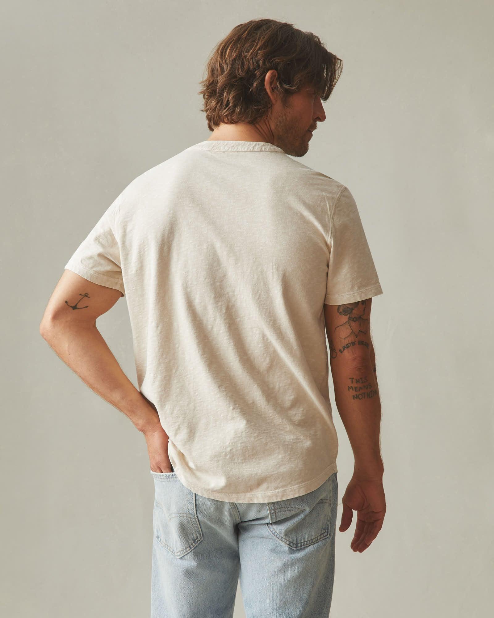 Men's Broken-In Premium Slub Henley Tee - Washed Creme Brulee Product Image