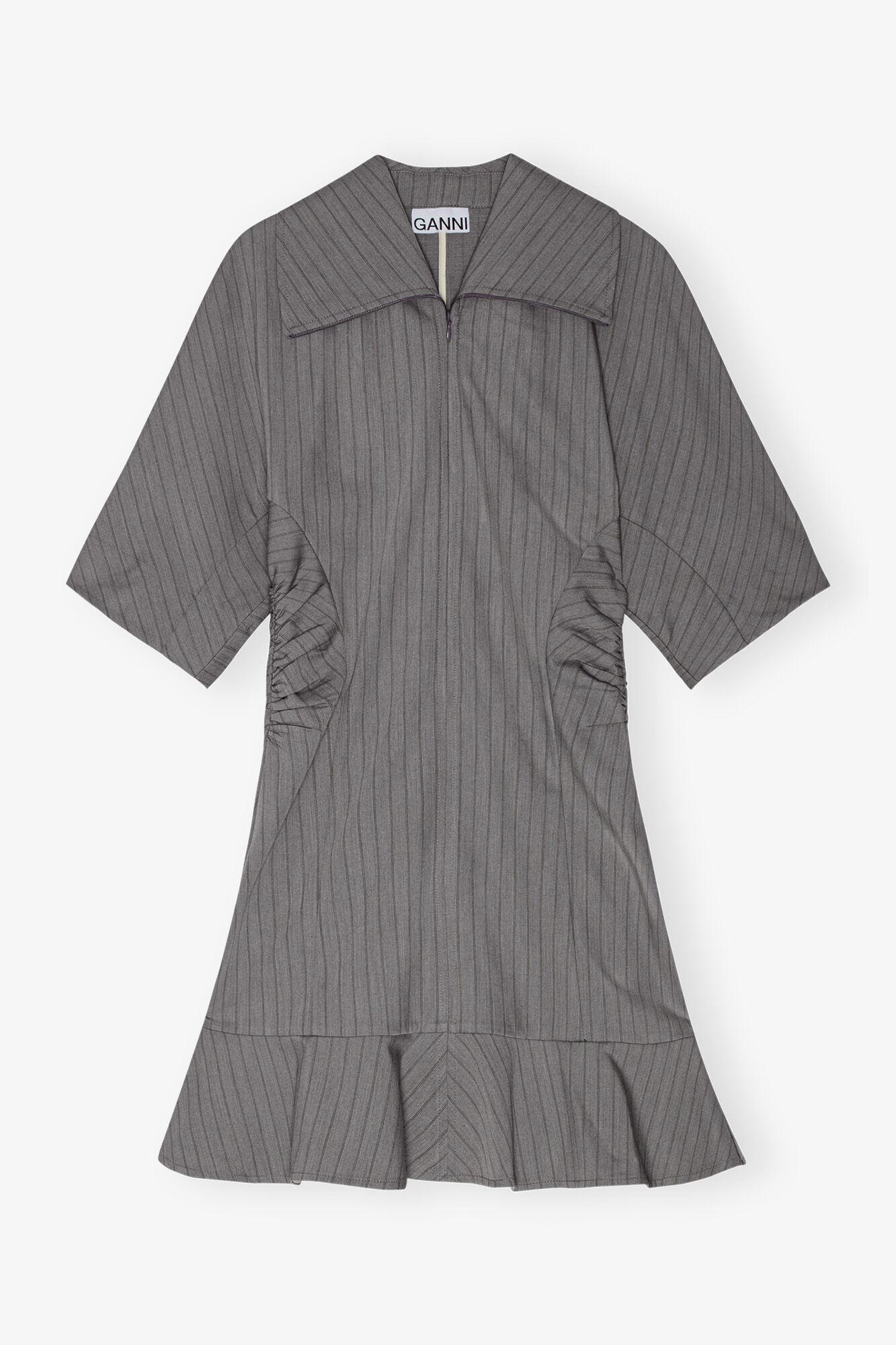 Grey Striped Suiting Mini Dress Product Image