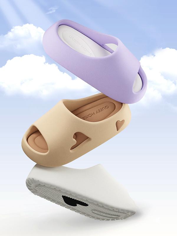 Contrast Color Hollow Open Toe Platform Shoes Slippers Product Image