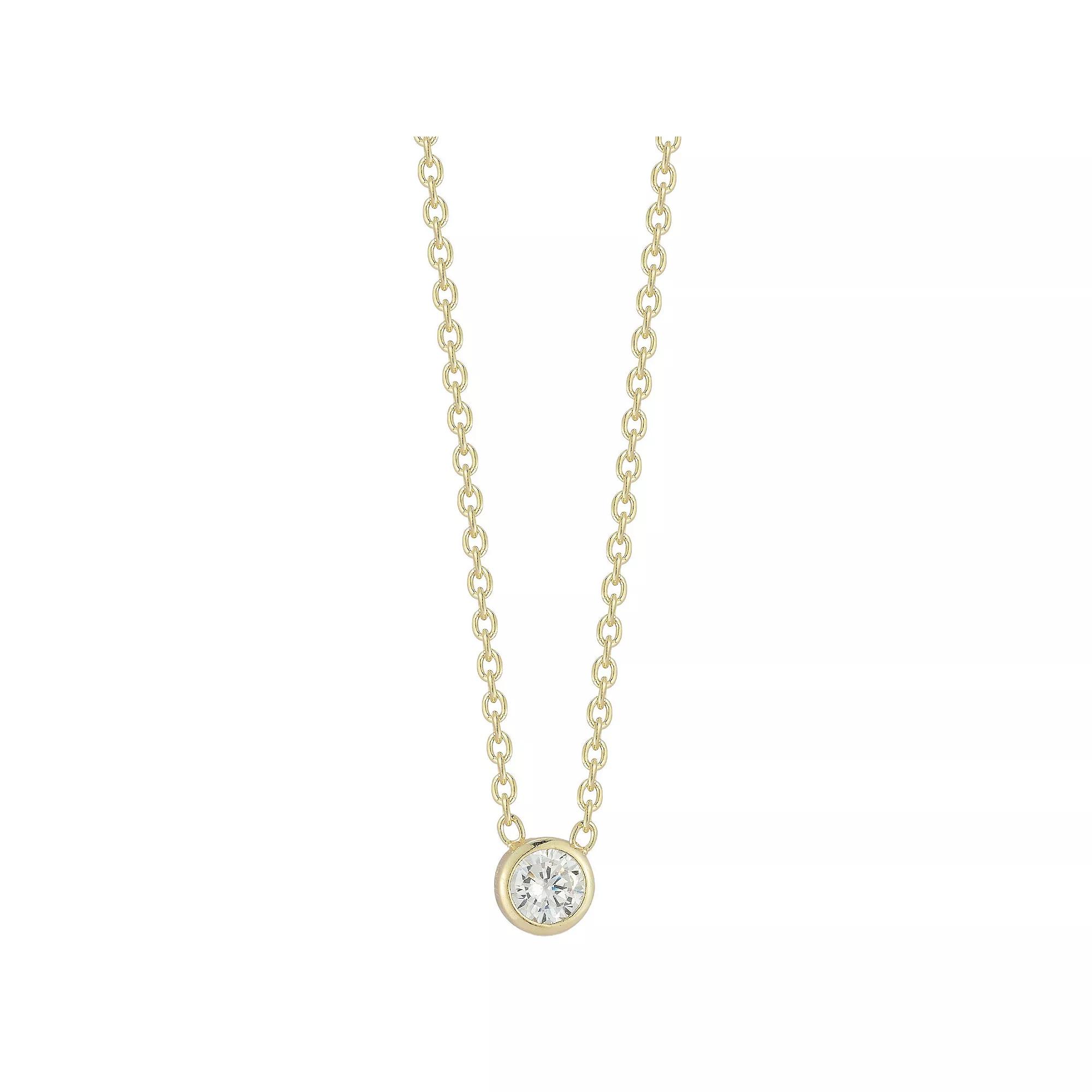 Sunkissed Sterling Sterling Silver Cubic Zirconia Stone Necklace, Women's, Size: 17", Gold Tone Product Image