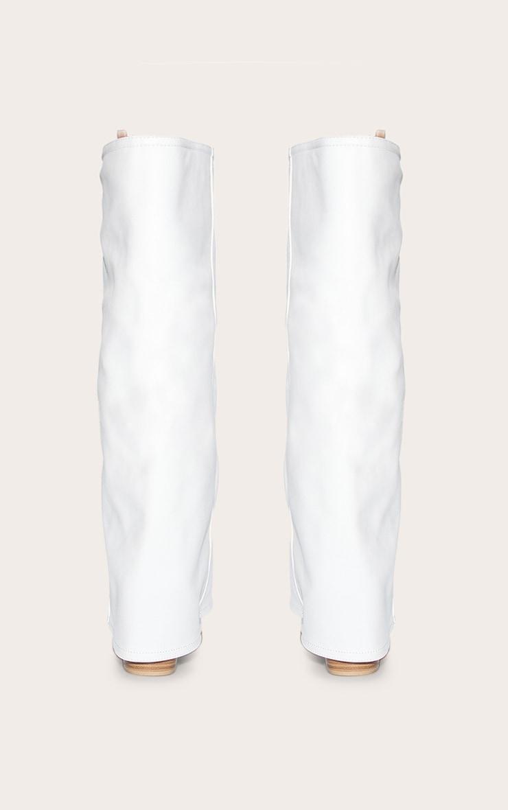 Wide Fit White Pu Fold Over Knee High Block Heel Western Boots Product Image
