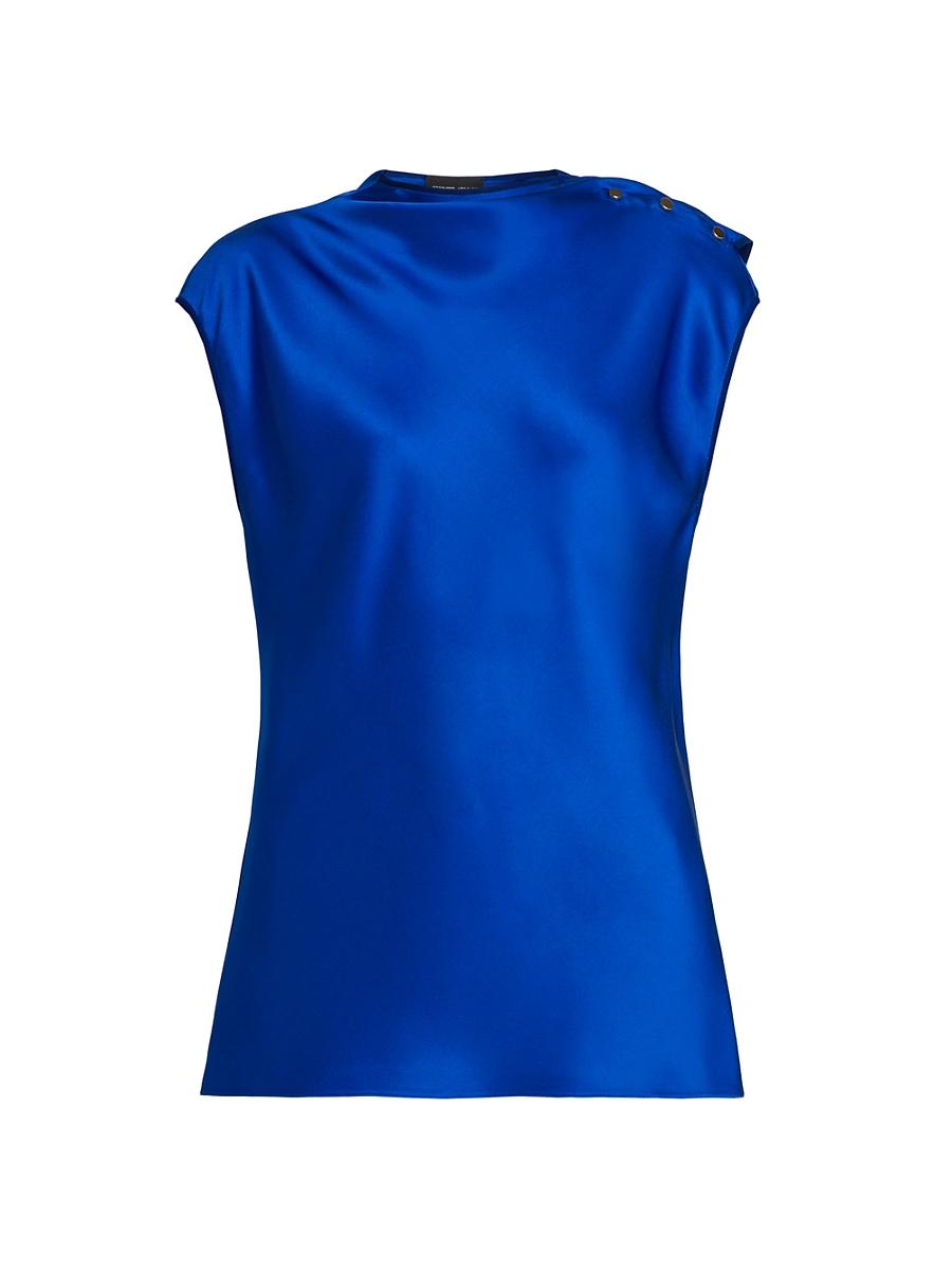 Womens Buttoned Silk Satin Blouse Product Image