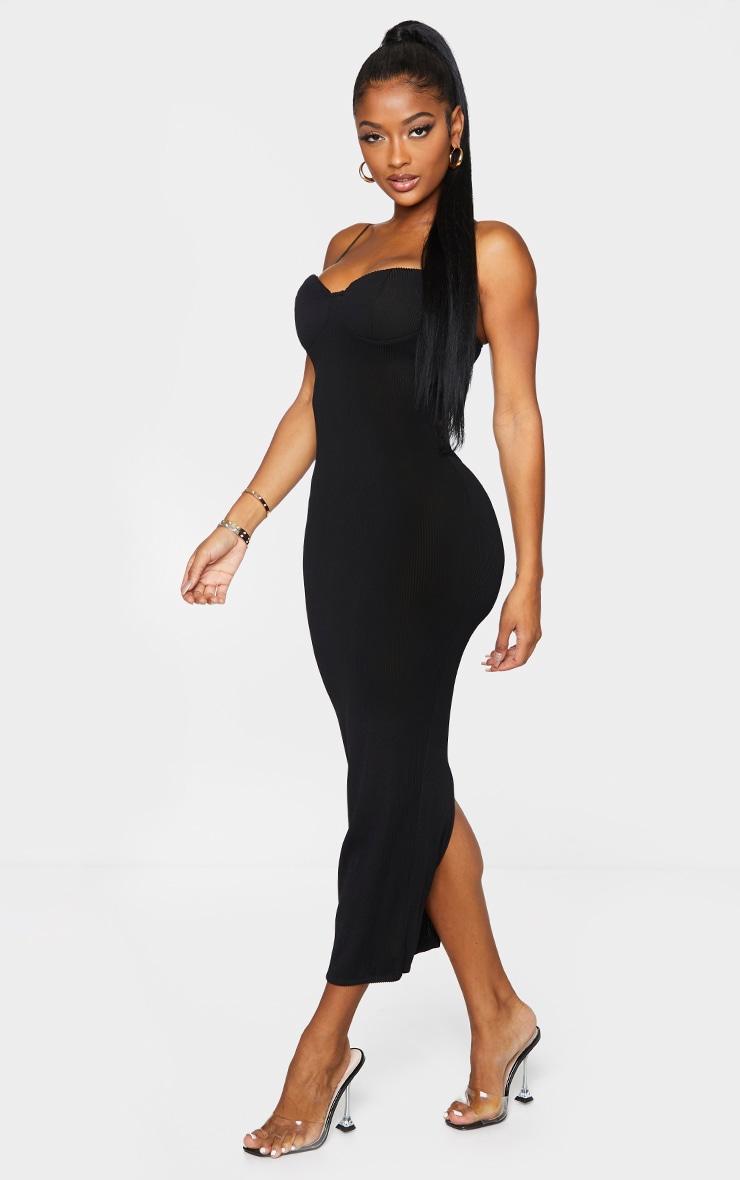 Shape Black Plisse Strappy Cup Detail Midaxi Dress Product Image