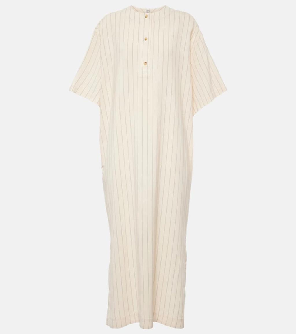 TOTÊME Pinstripe Midi Dress In White Product Image