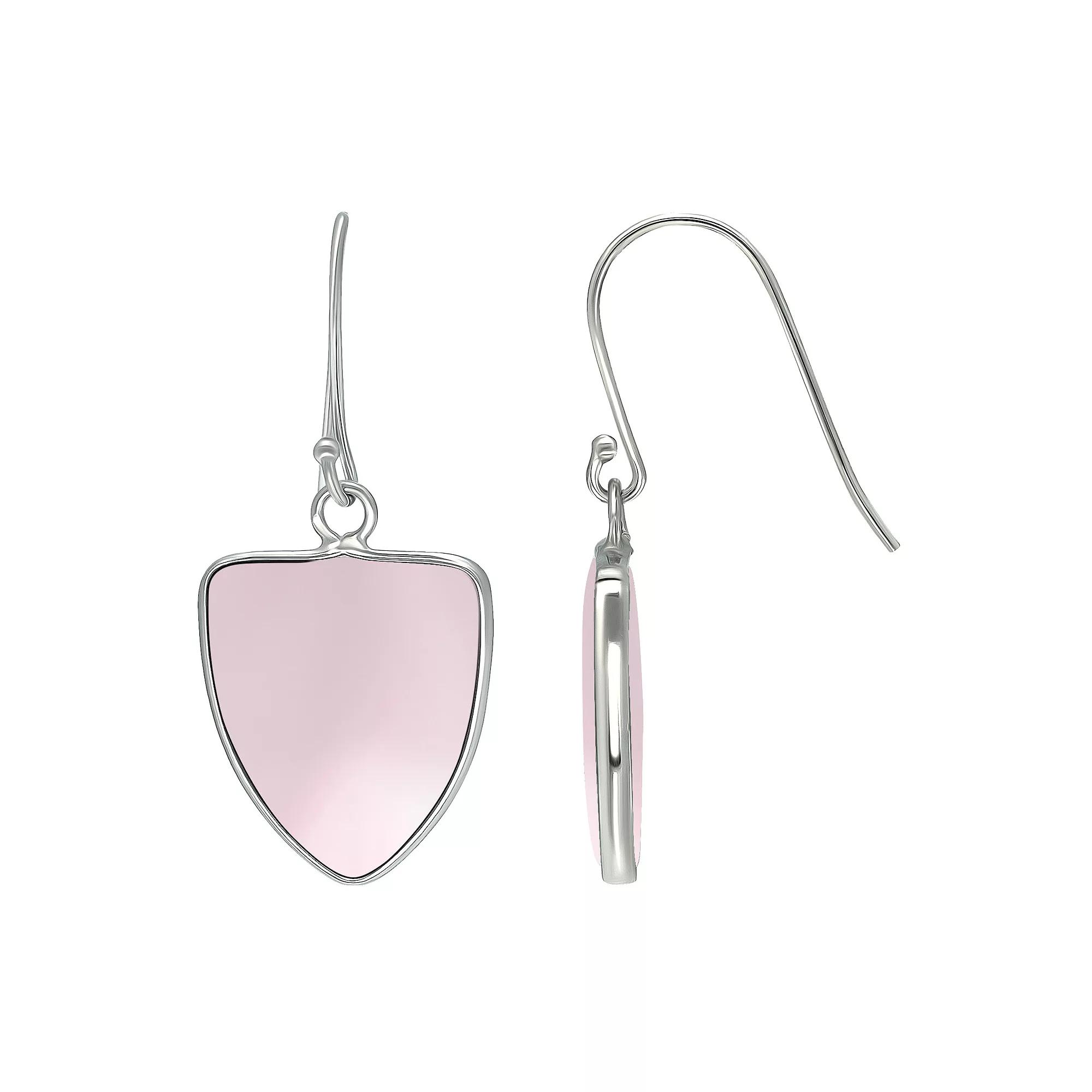 Aleure Precioso Sterling Silver Triangle Shaped Gemstone Drop Earrings, Women's, Pink Product Image