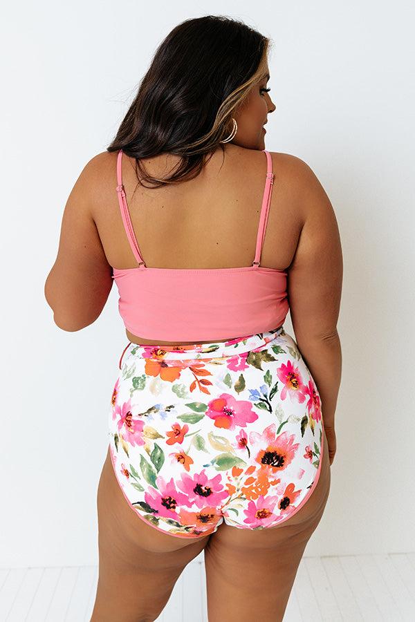 St. Thomas Treat High Waist Reversible Bikini Bottoms in Pink Curves Product Image