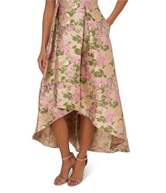 Adrianna Papell One Shoulder Floral Jacquard High Low A-line Midi Dress Product Image