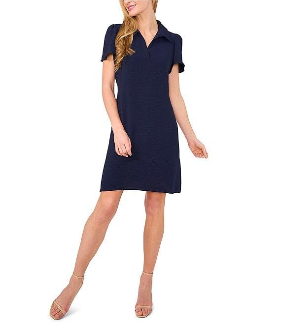 CeCe Collared V-Neck Short Sleeve Shift Dress Product Image