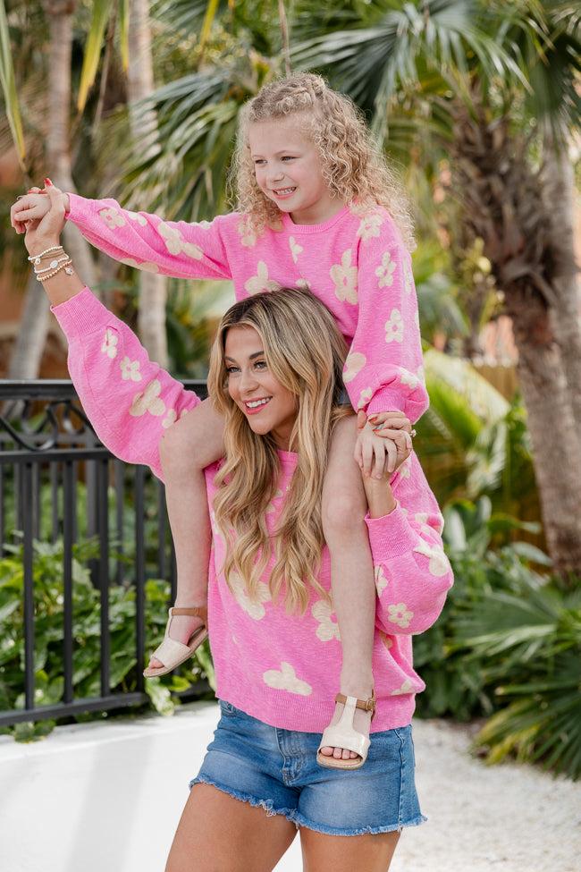 Spring Fever Pink and Yellow Flower Sweater FINAL SALE Product Image