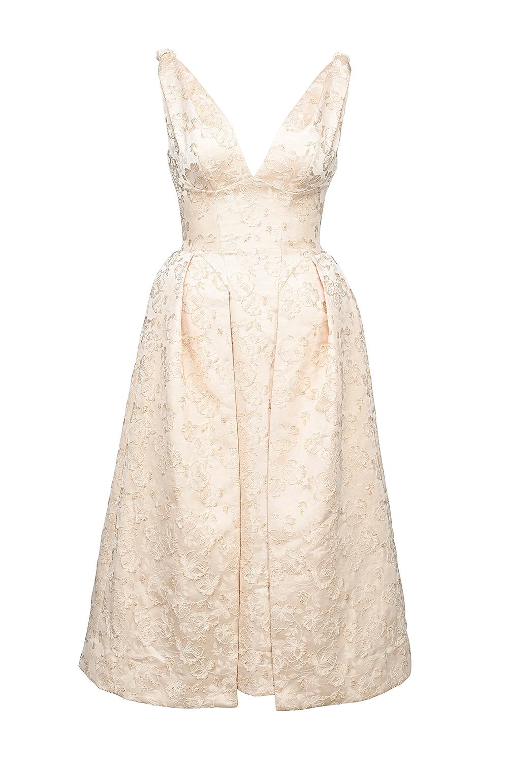Paloma  ivory metallic jacquard midi dress - sale Product Image