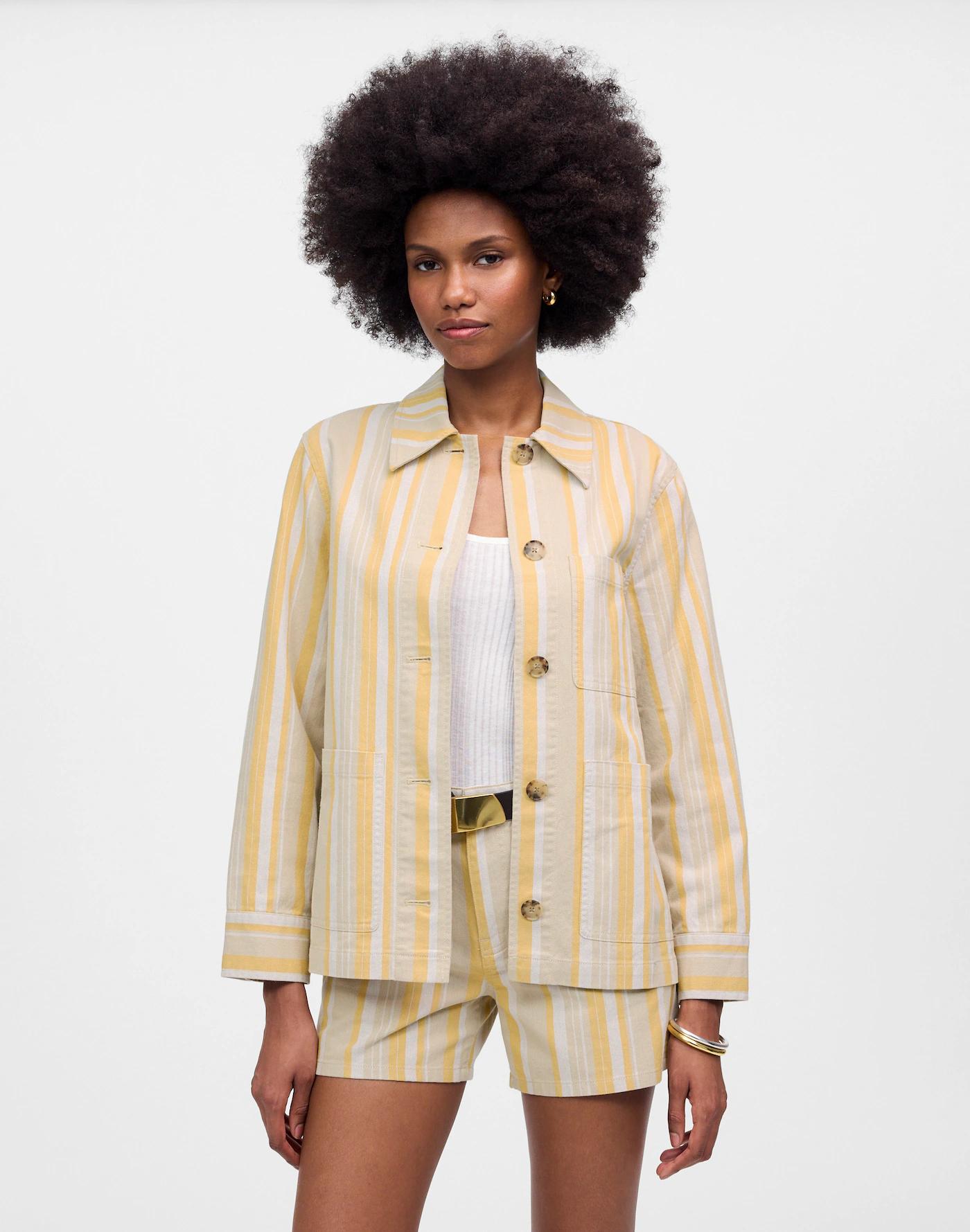 Long Chore Jacket in Stripe Product Image