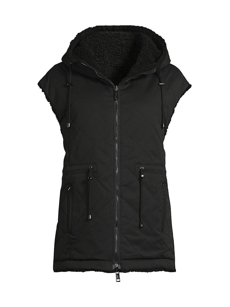 Womens Faux Shearling Reversible Hooded Vest Product Image