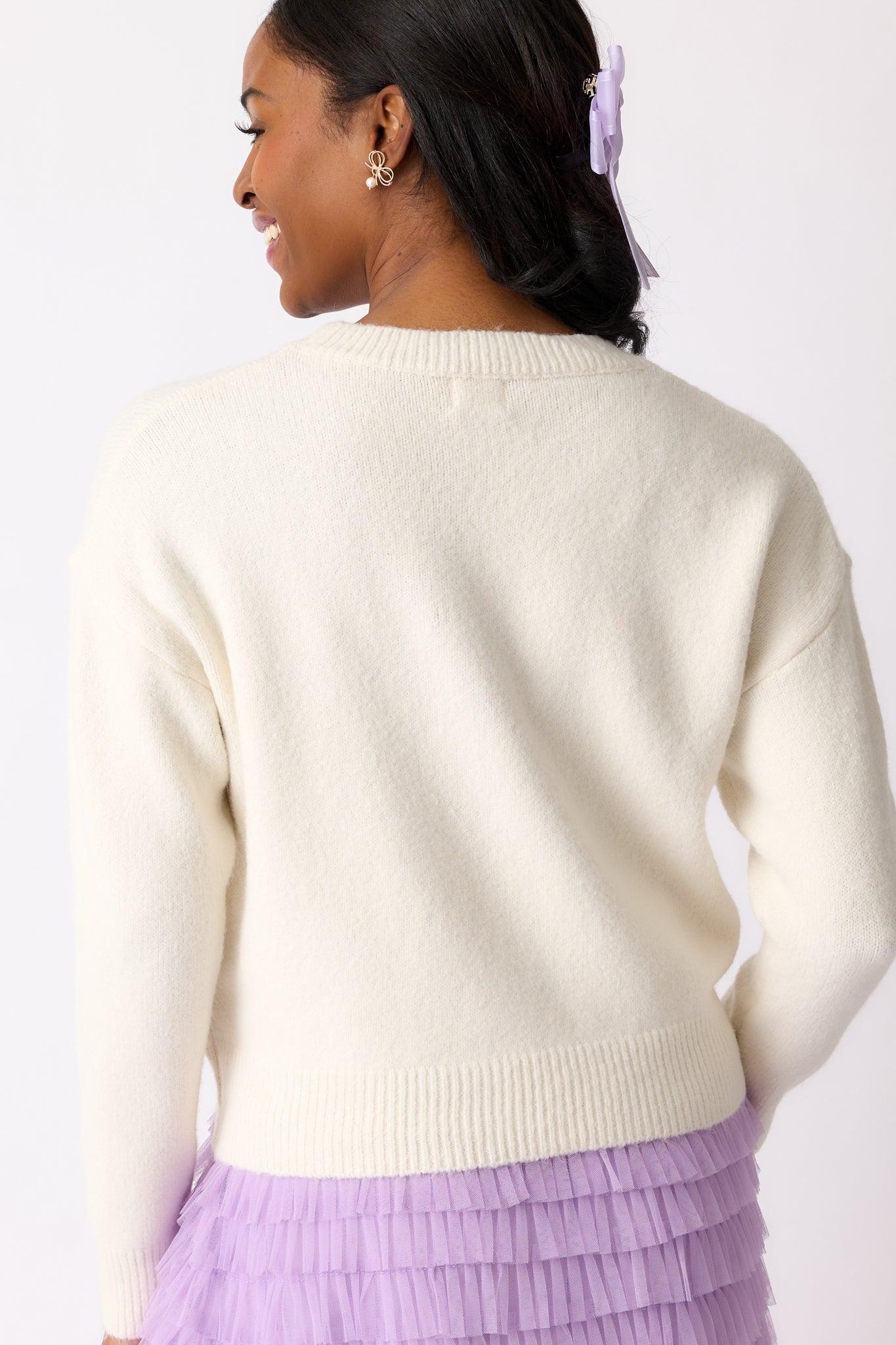You & Me Ivory Heart Stitch Sweater Product Image