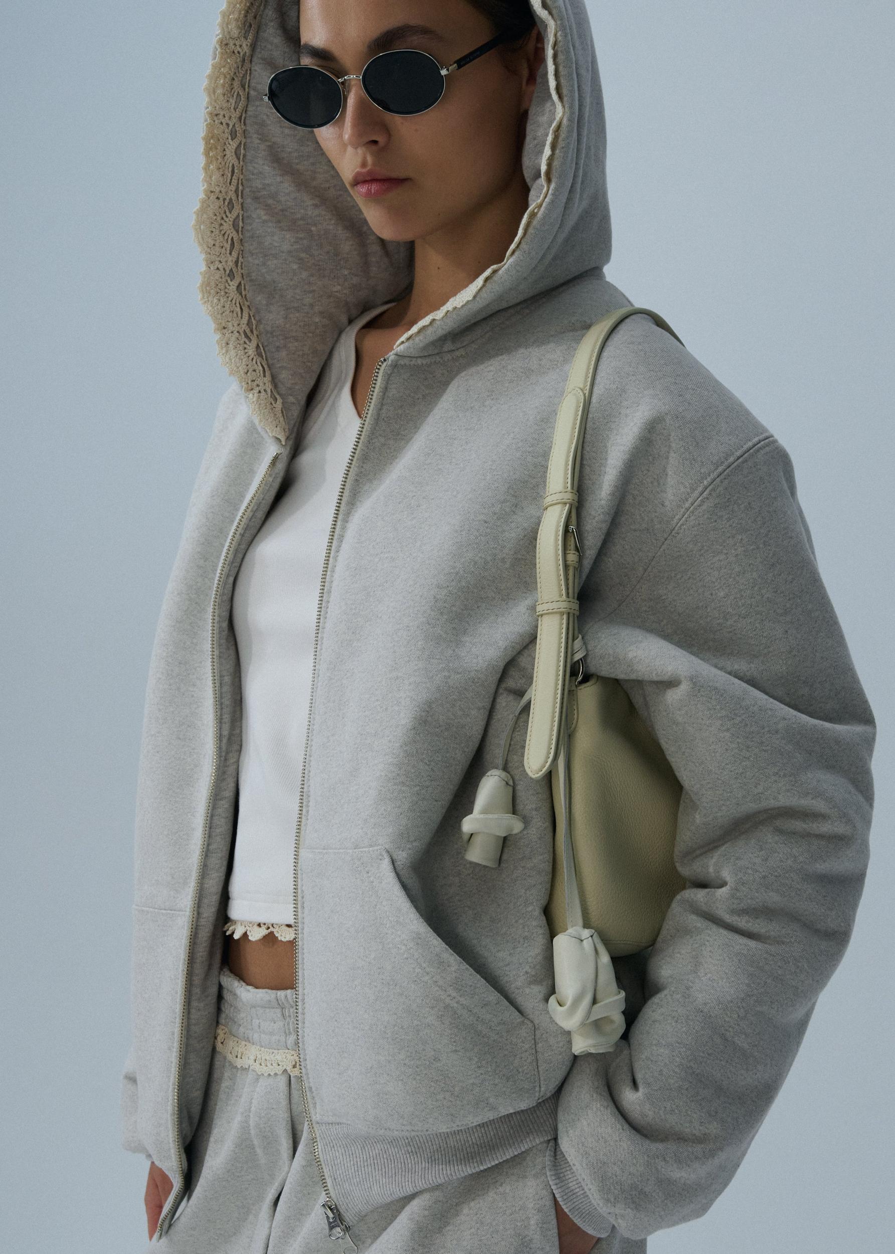 Lace-detail sweatpants in grey Product Image