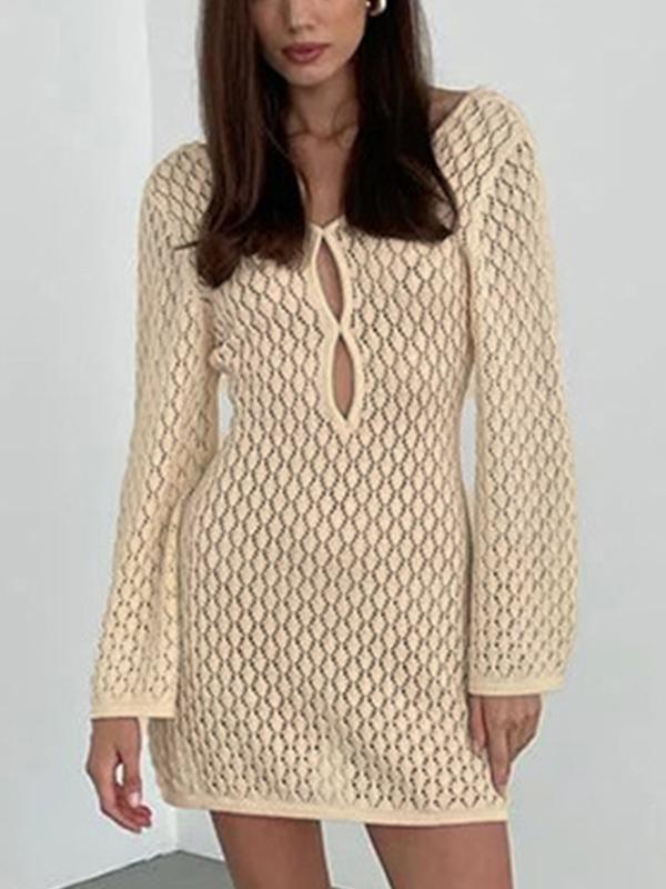 Solid Cutout Backless Knit Mini Dress Product Image