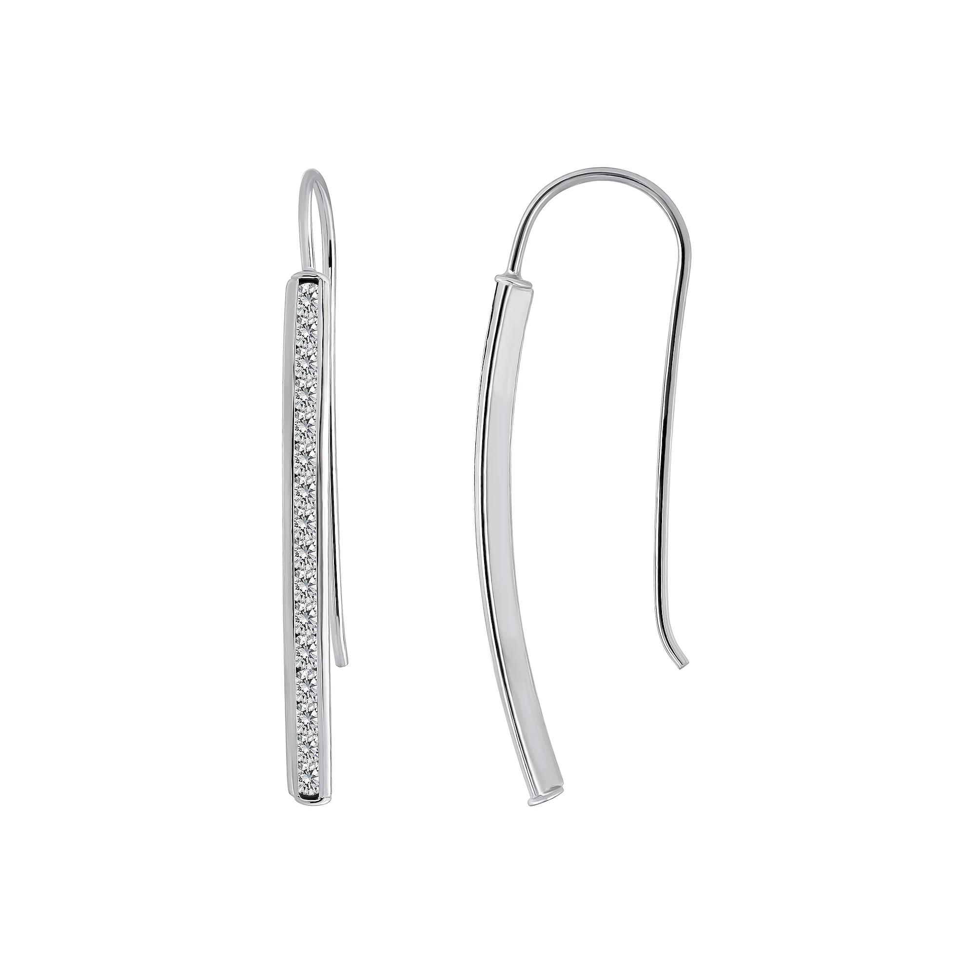 Aleure Precioso Linear Pave Bar Drop Earrings, Women's, Sterling Product Image