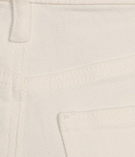 Prosperity Denim Mid Rise Crocheted Detail Frayed Hem Denim Shorts Product Image