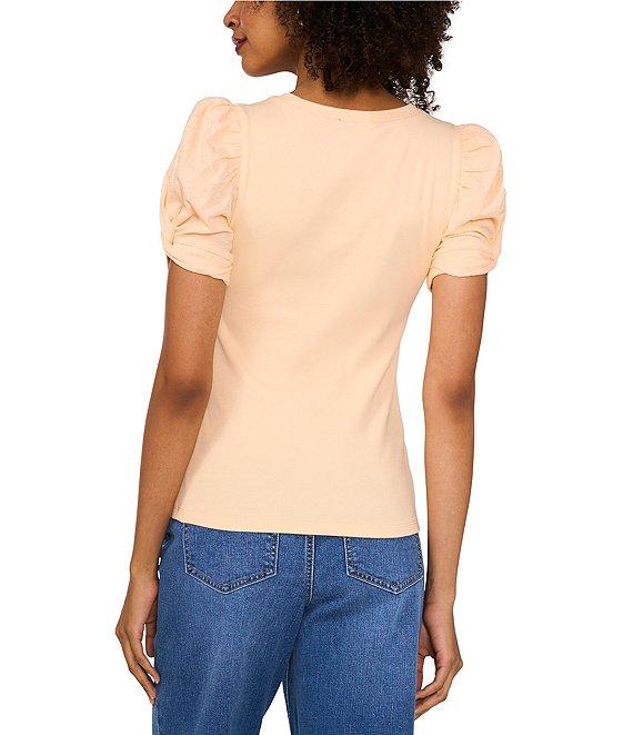 1. STATE Knotted Crew Neck Short Puff Sleeve Top Product Image