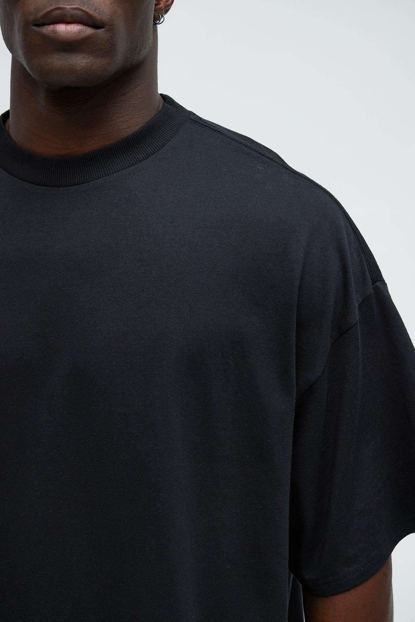Boxy Cropped Heavyweight Short Sleeve Tee - Black Product Image