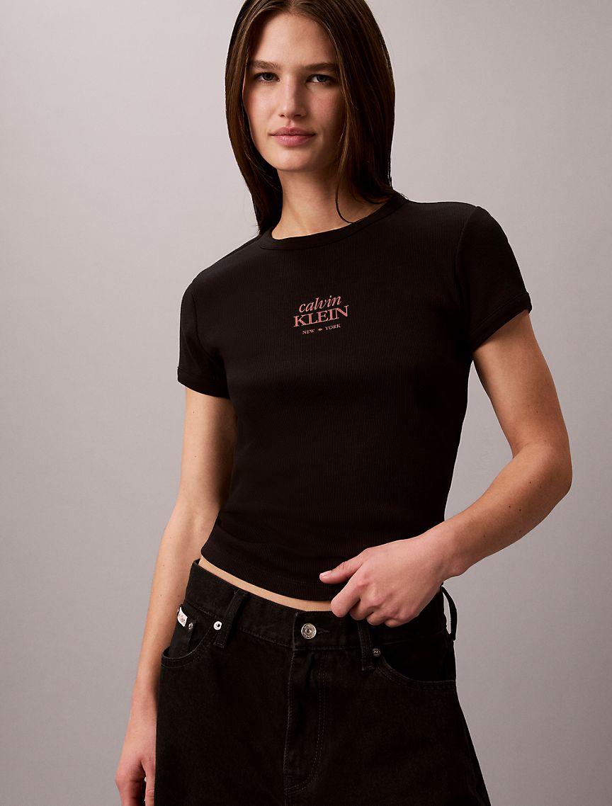 Logo Graphic Rib Slim T-Shirt Product Image