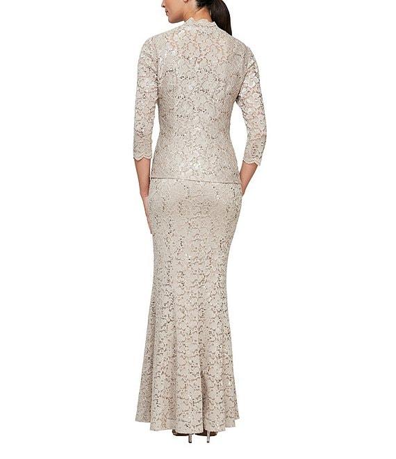 Ignite Evenings Petite Size 3/4 Sleeve Scoop Neck Sequin Lace 2-Piece Jacket Dress Product Image