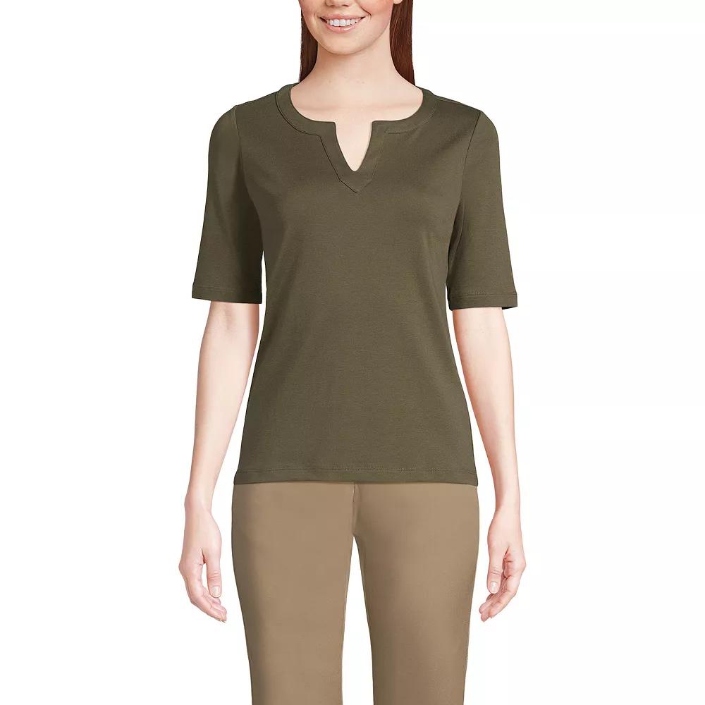 Women's Lands' End Modern Half Sleeve Splitneck Top,  Product Image