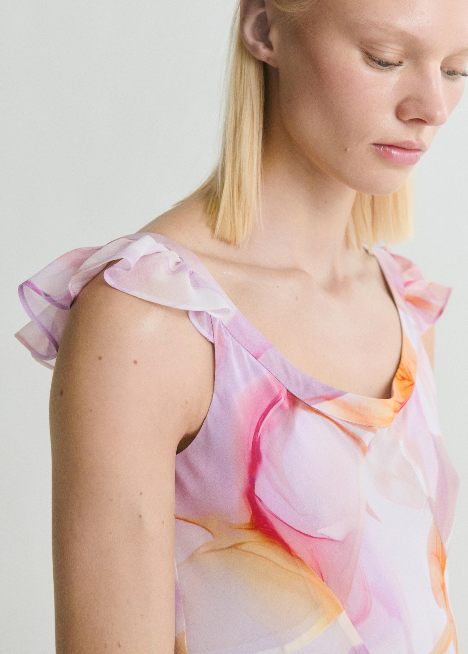 Floral dress with ruffle detail - Women | MANGO USA Product Image