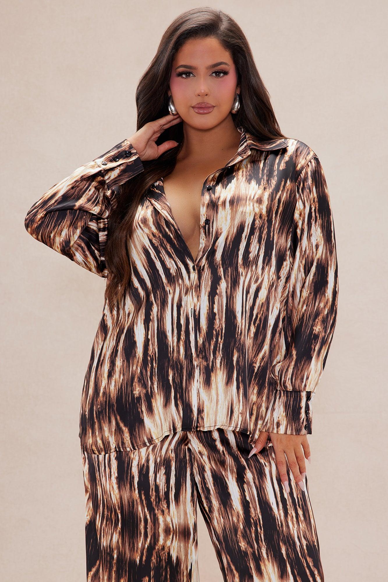 Kamiko Satin Pant Set - Brown/combo Product Image