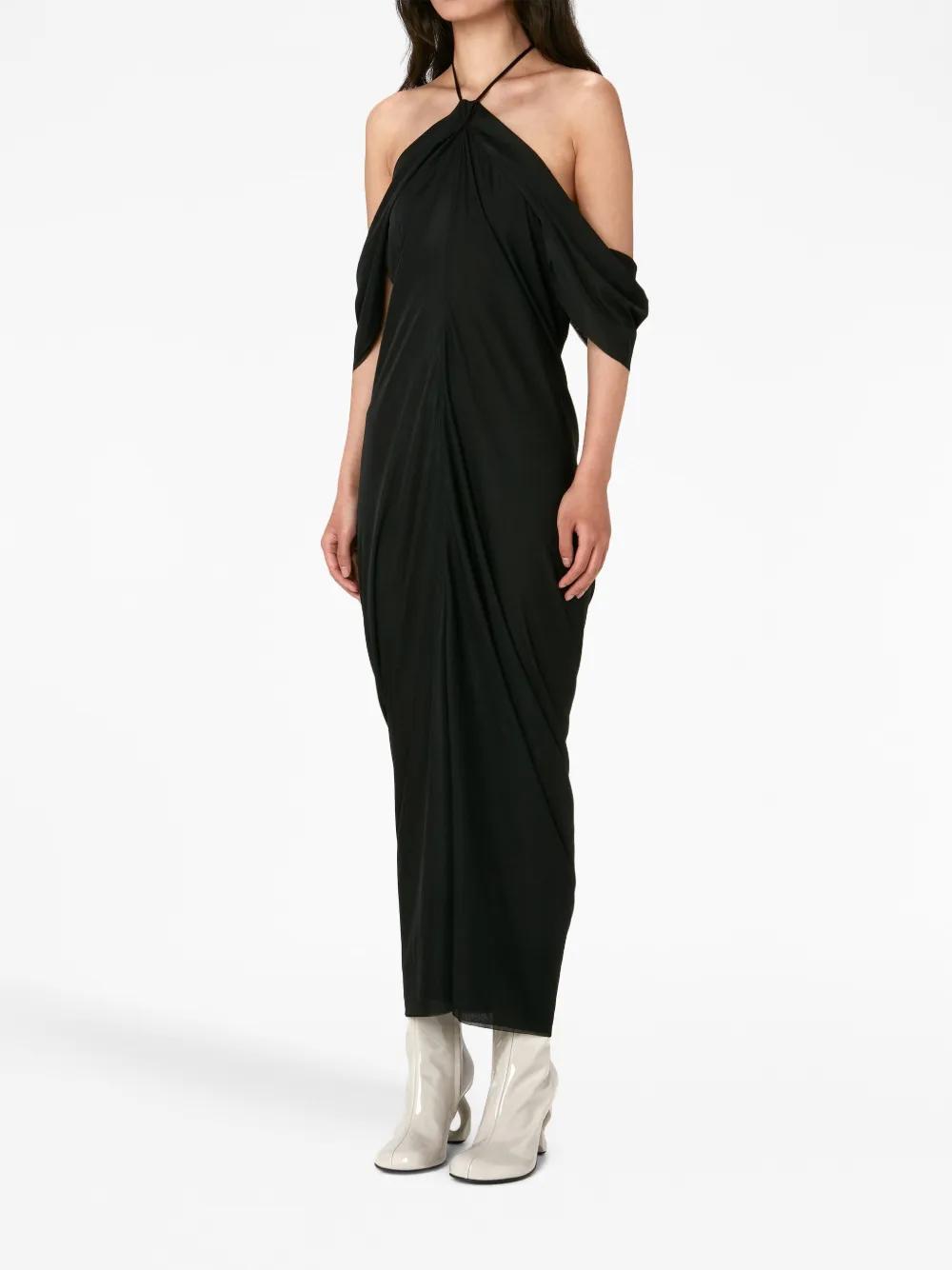 JW ANDERSON Halterneck Draped Long Dress In Black Product Image