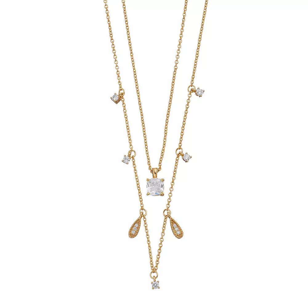 City Luxe Cubic Zirconia Necklace Set, Women's, Gold Tone Clear Product Image