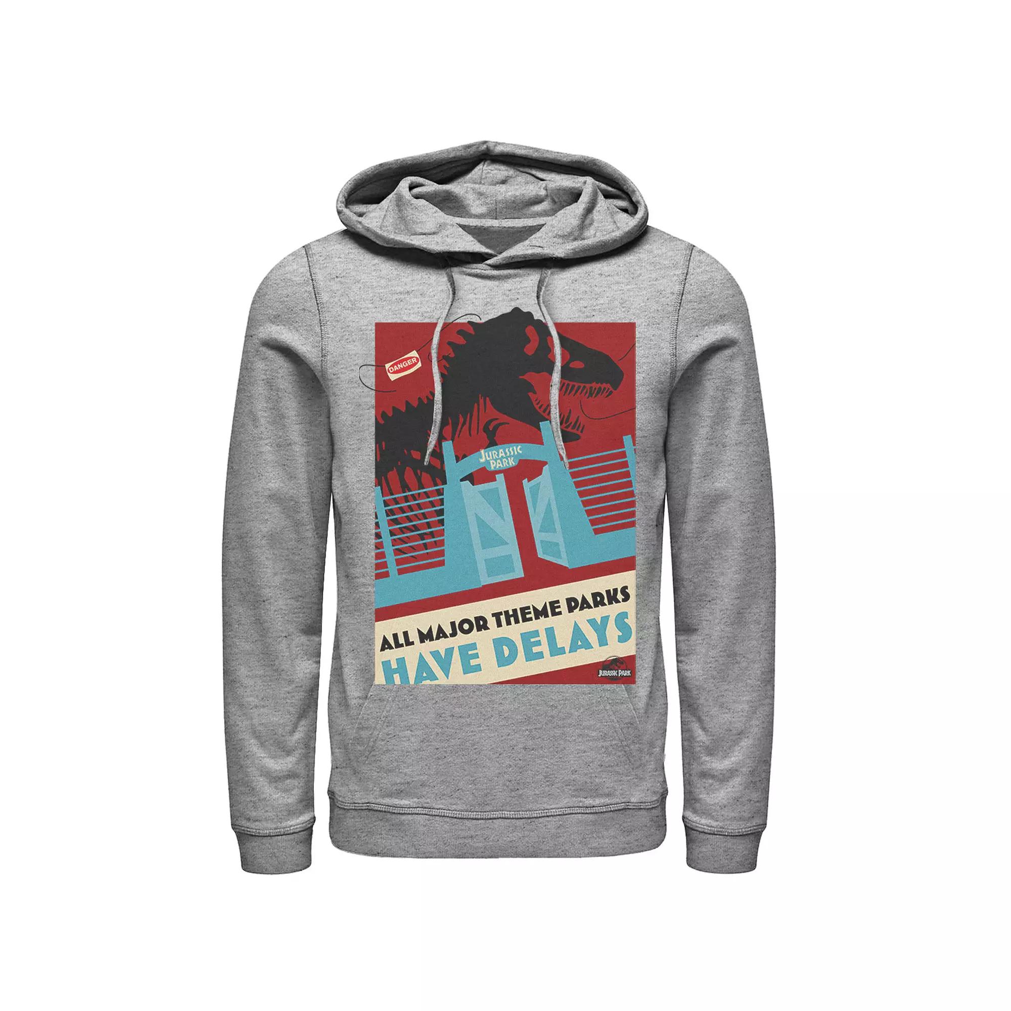 Mens Jurassic Park Delays Simple Gate Hoodie Athletic Grey Product Image