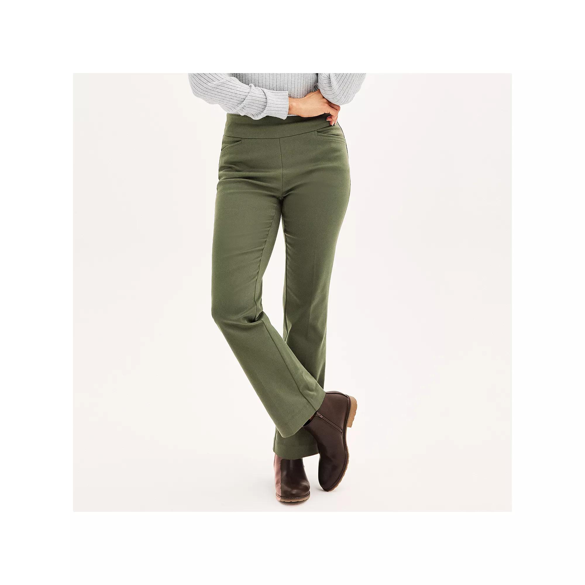 Women's Croft & Barrow® Effortless Stretch Pull-On Bootcut Pants, Size: 4 Short, Infantry Green Product Image