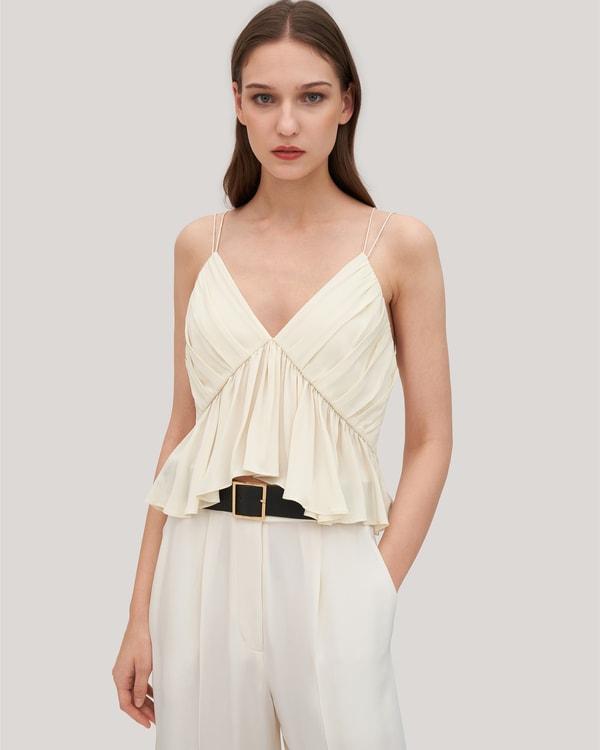 Versatile Pleated Silk Magnolia Camisole Product Image