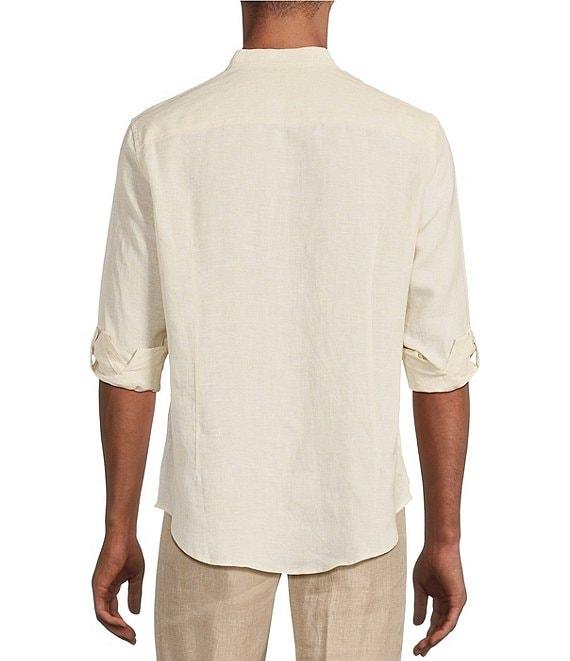 Murano Big & Tall Baird McNutt Linen Classic Fit Mandarin Collar Long Sleeve Woven Shirt Product Image