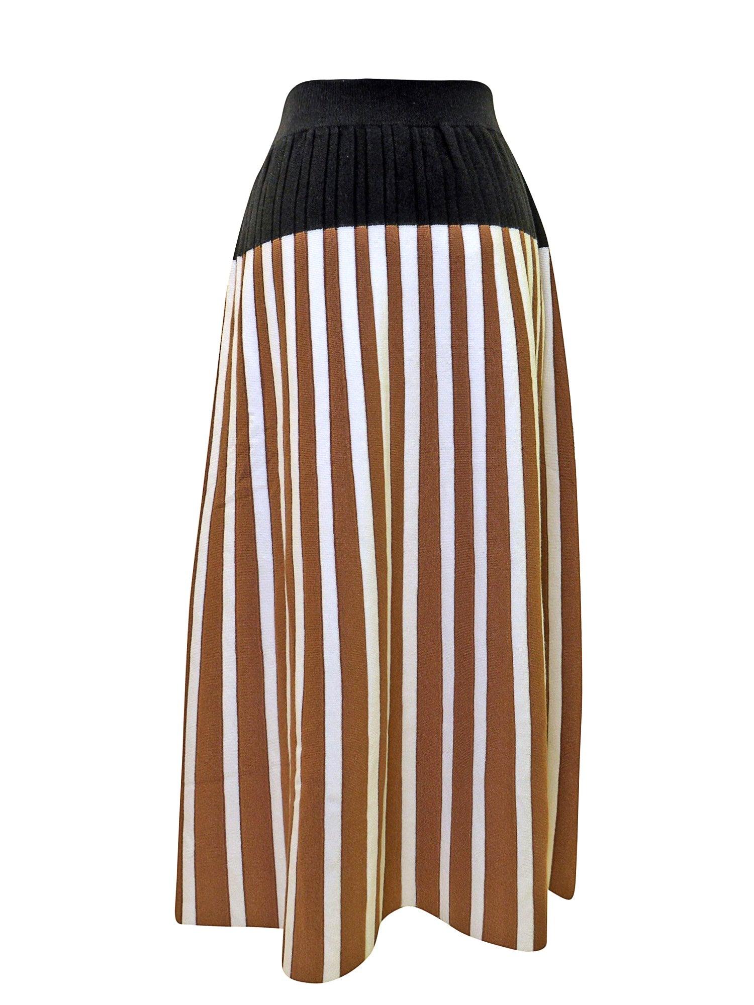 Ivee Yolk Waist Knit Striped Skirt Product Image