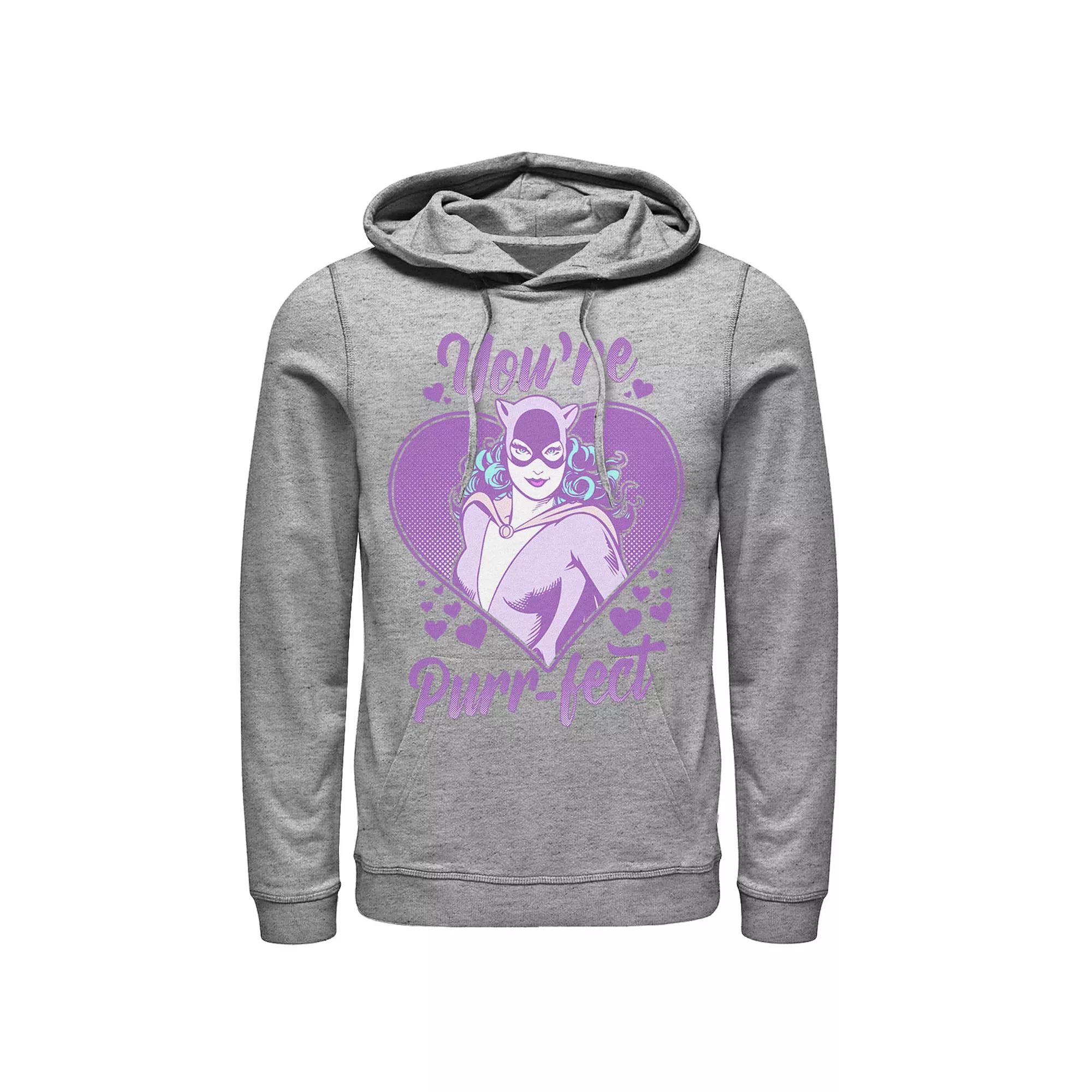 Men's DC Comics Valentine's Day Catwoman You're Purr-fect Hoodie,  Product Image