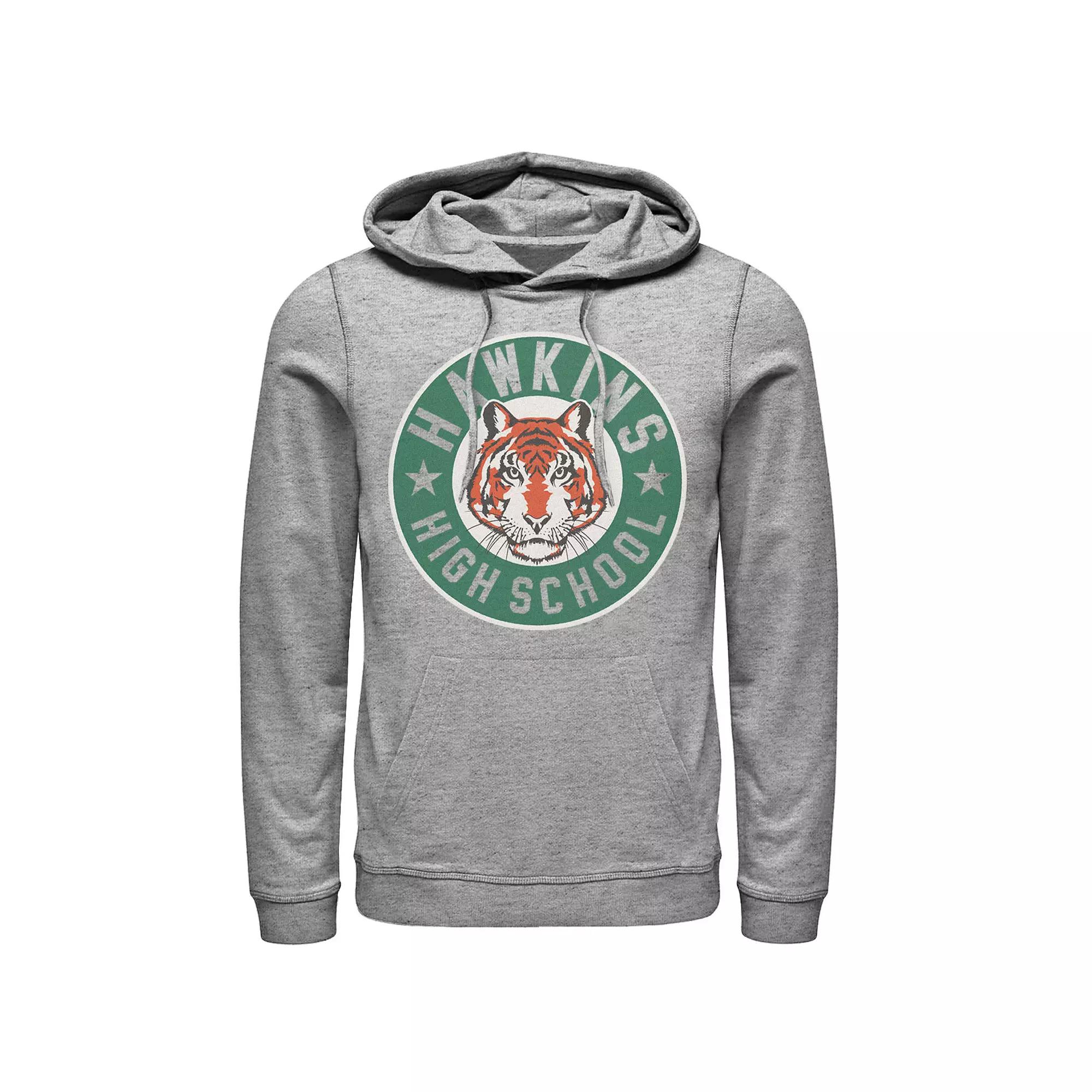 Men's Netflix Stranger Things Hawkins High School Logo Hoodie, Size: 3XL, Athletic Grey Product Image