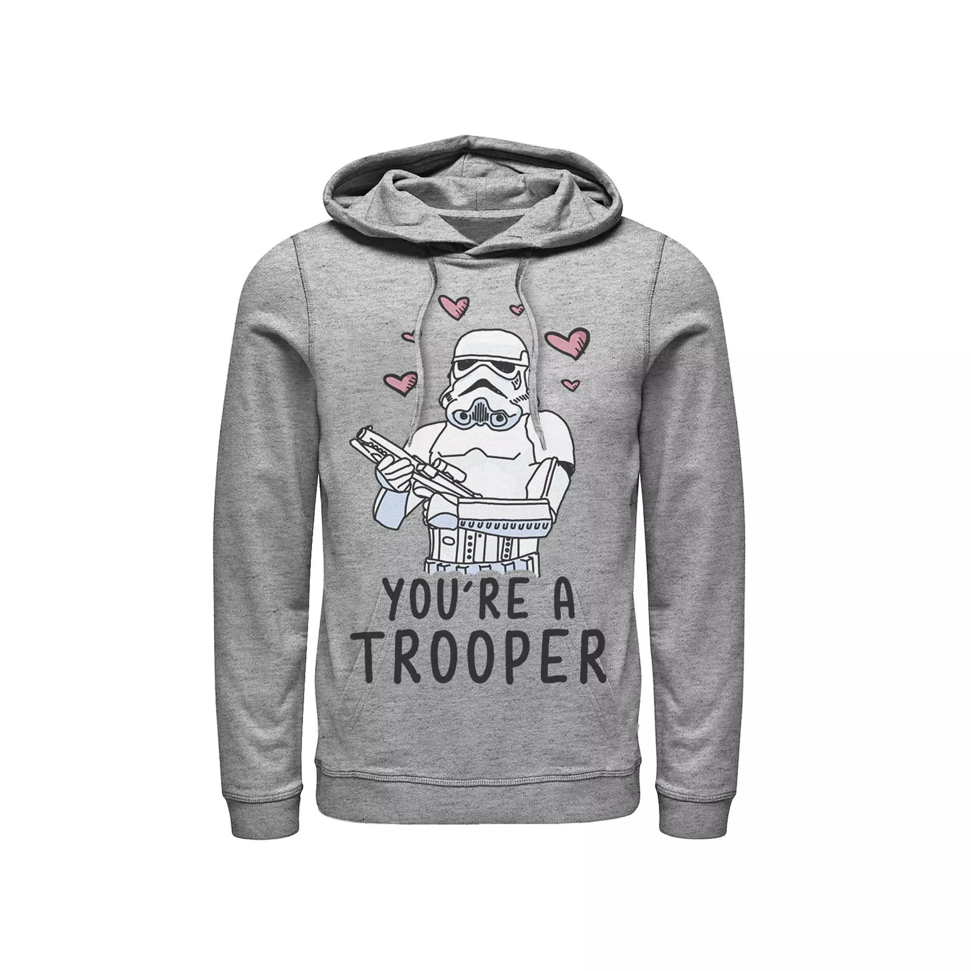 Men's Star Wars "You're A Trooper" Floating Hearts Hoodie, Size: Large, Athletic Grey Product Image