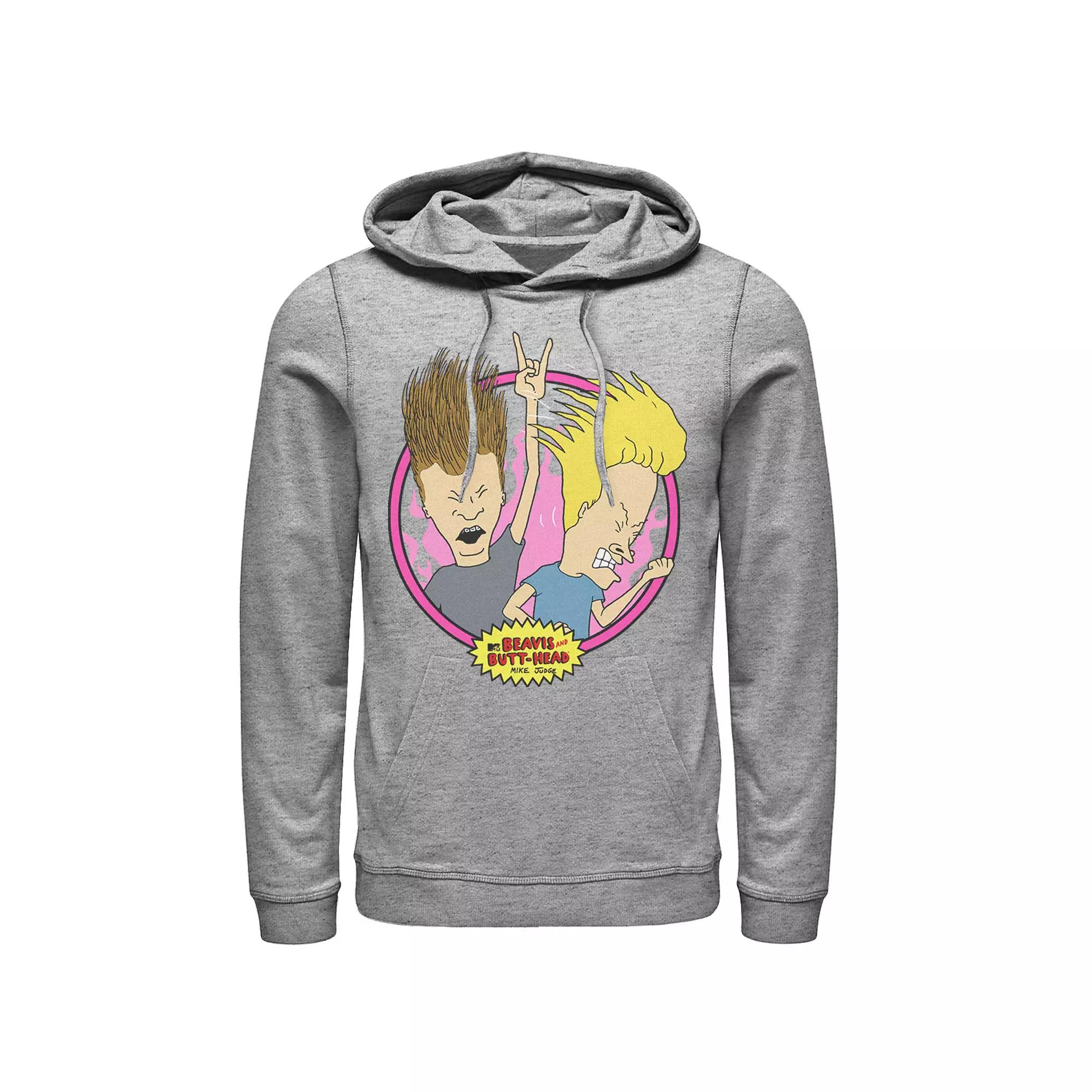 Men's Beavis And Butthead Rock N Roll Circle Portrait Hoodie,  Product Image