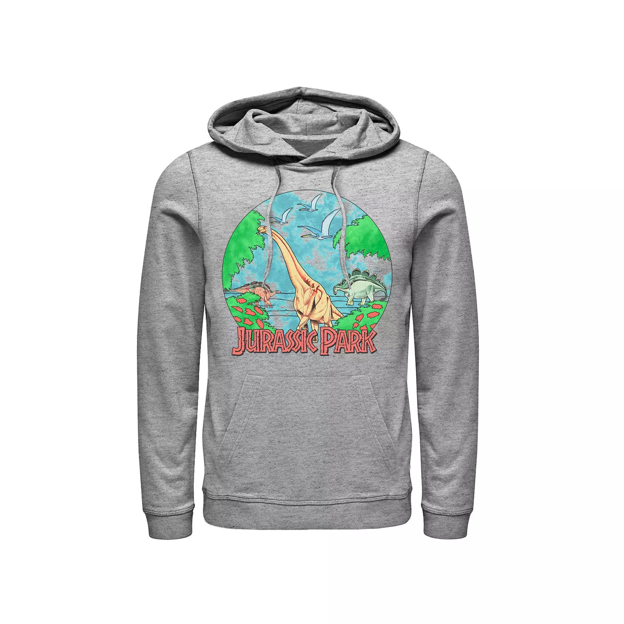 Men's Jurassic Park Retro Globe Watercolor Scene Hoodie,  Product Image
