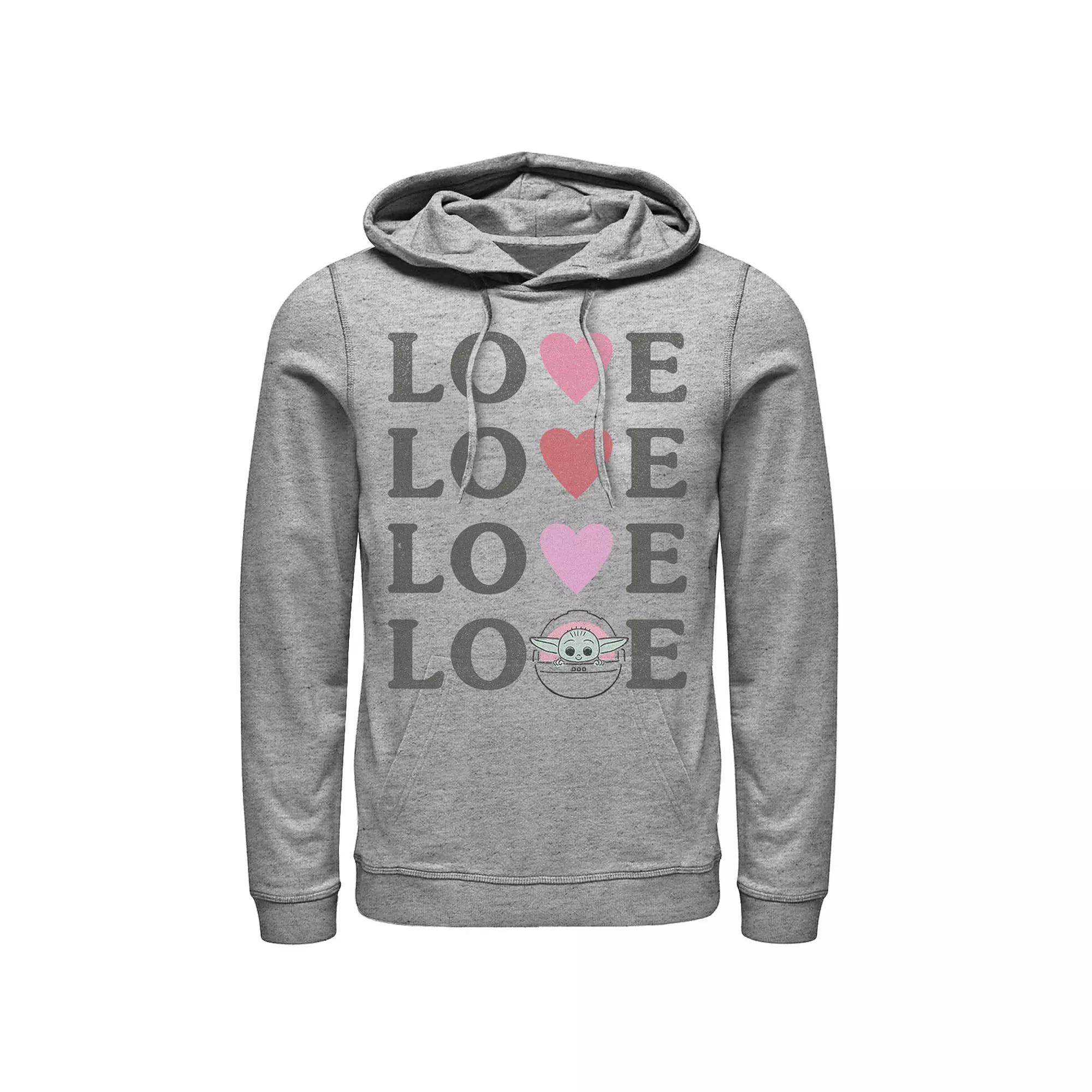 Men's Star Wars The Mandalorian The Child Love Text Stack Hoodie,  Product Image