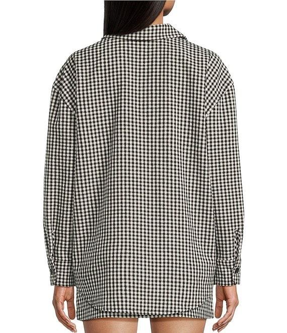 Copper Key Oversized Collared Plaid Jacket Product Image